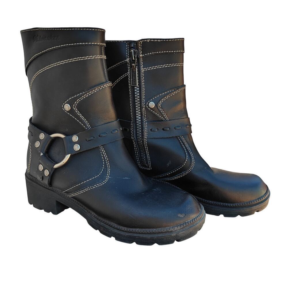 Milwaukee Leather Black Harness Motorcycle Boots Sz 6.5 Studded